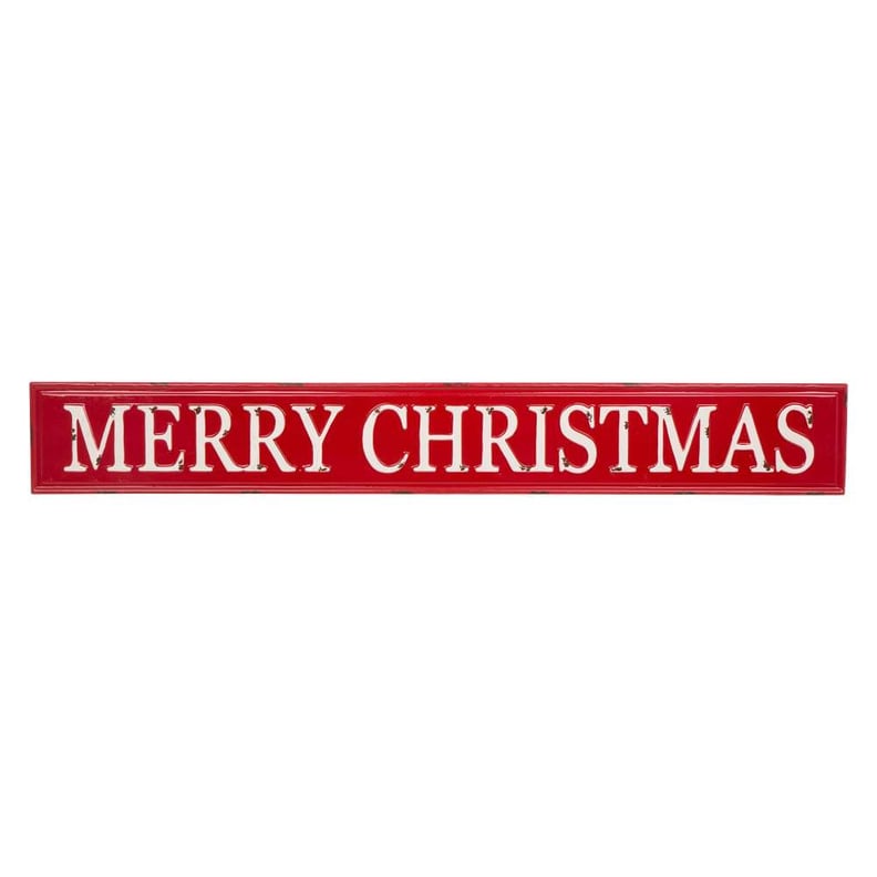 Merry Christmas Red and White Metal Wall Decor