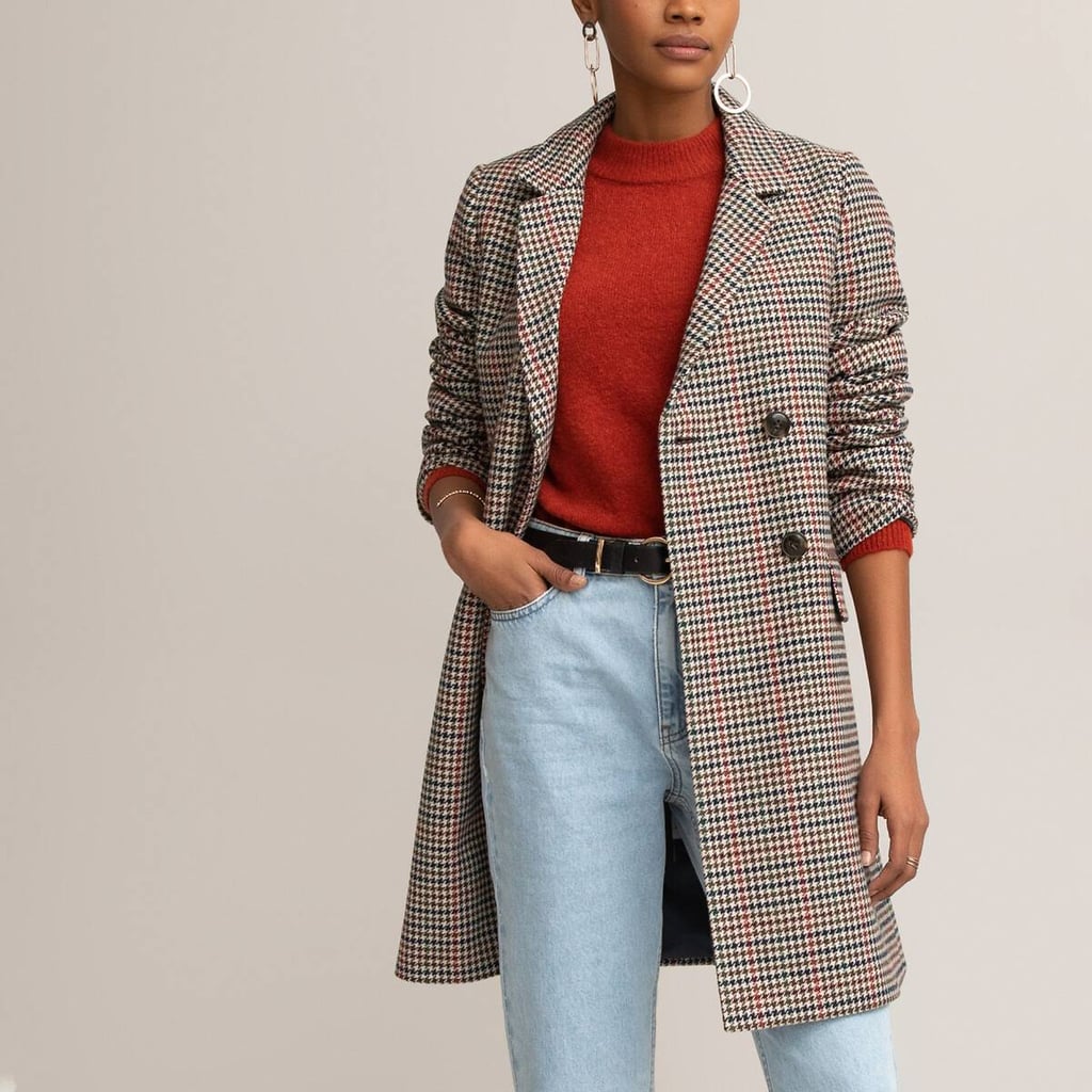 La Redoute Checked Mid-Length Coat with Button Fastening