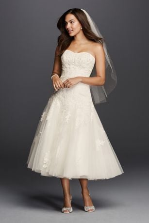 Oleg Cassini Tea-Length Wedding Dress