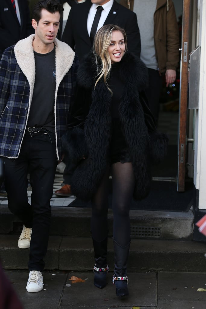 Miley Cyrus Leather Skirt in London 2018