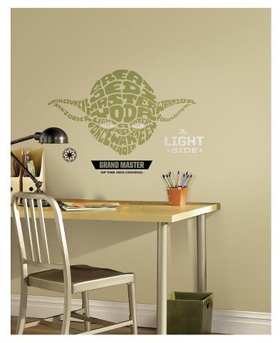 Star Wars Typographic Yoda Peel and Stick Giant Wall Decals