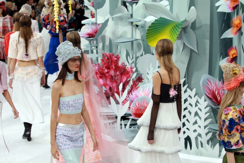 Karl Lagerfeld transformed the runway into an origami-inspired garden party.