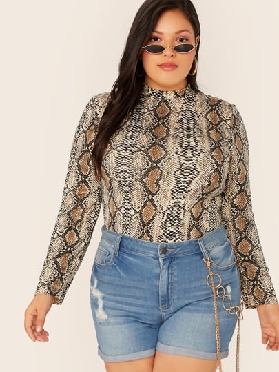 Snakeskin mock neck clearance