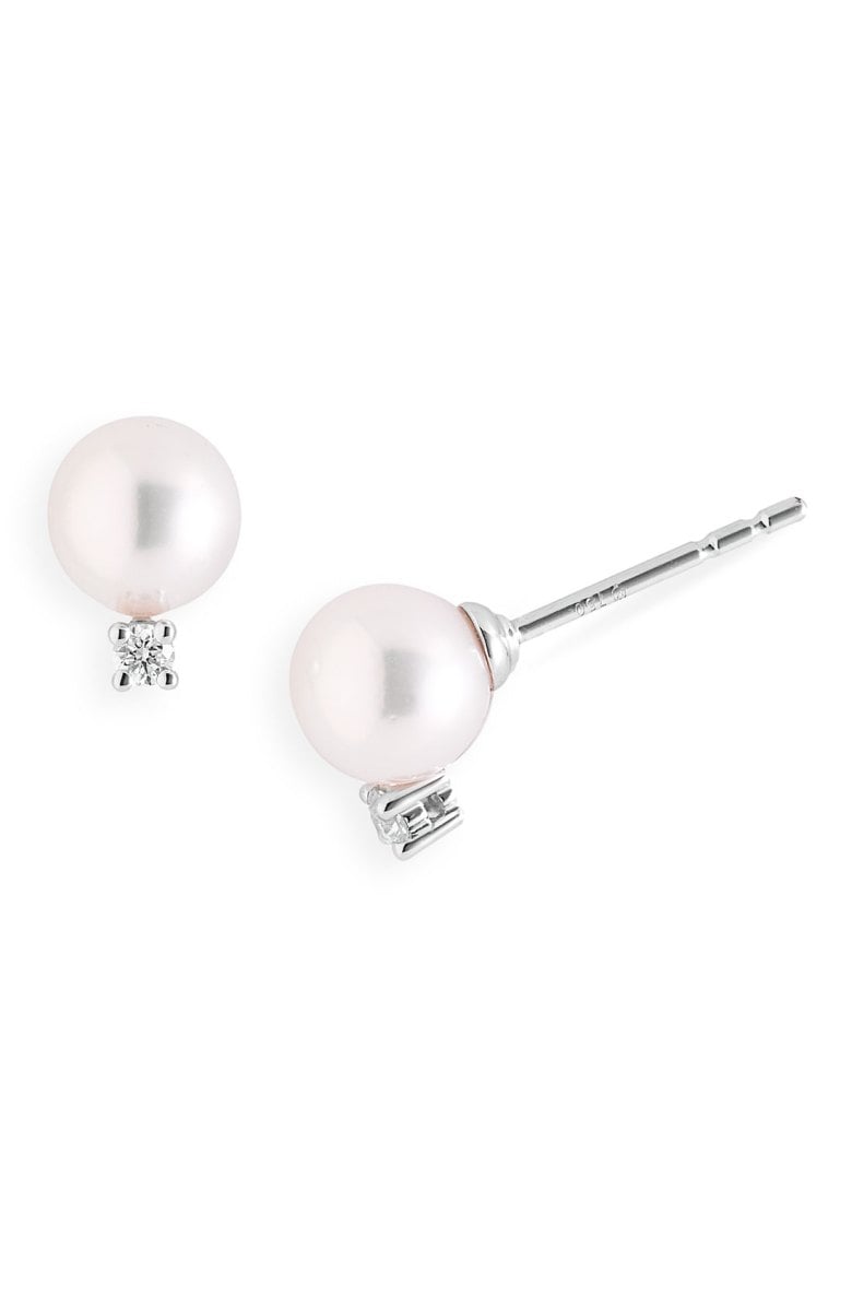 Mikimoto Akoya Pearl & Diamond Stud Earrings