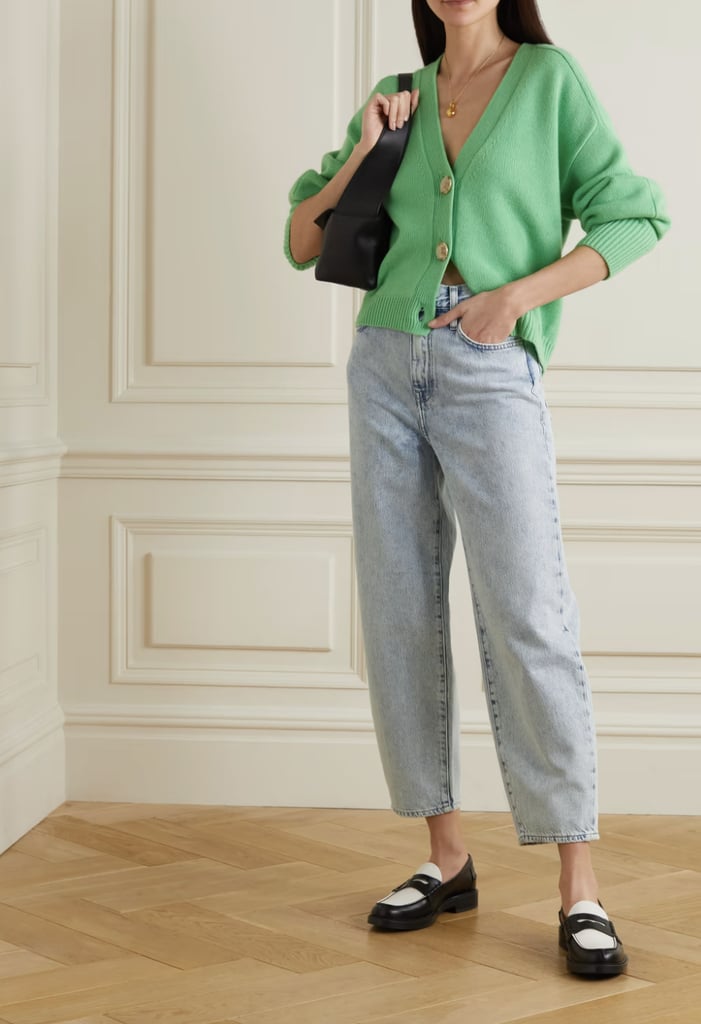 Mom-Jeans Outfits: Frame Barrel High-Rise Tapered Jeans
