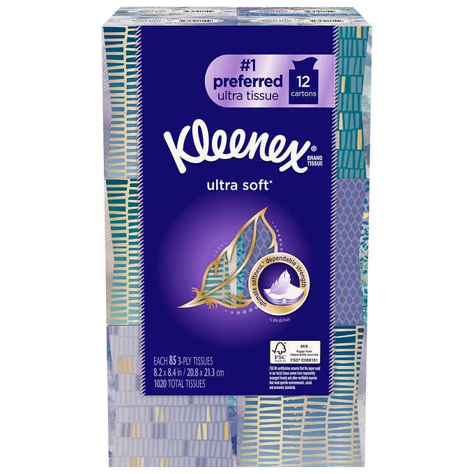 Kleenex Ultra Facial Tissue, Pack of 12