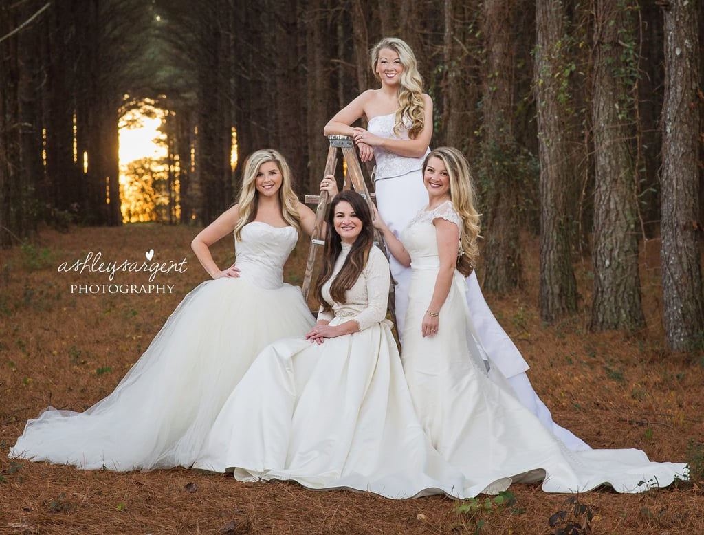 Sisters Wear Their Old Wedding  Dresses  For Photo  