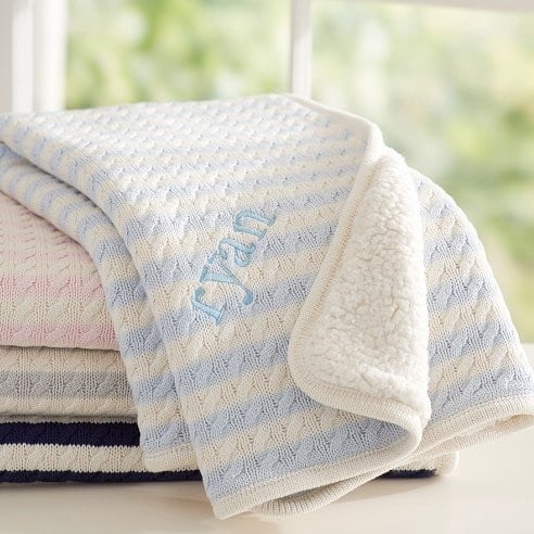 Monogrammed baby best sale blankets pottery barn