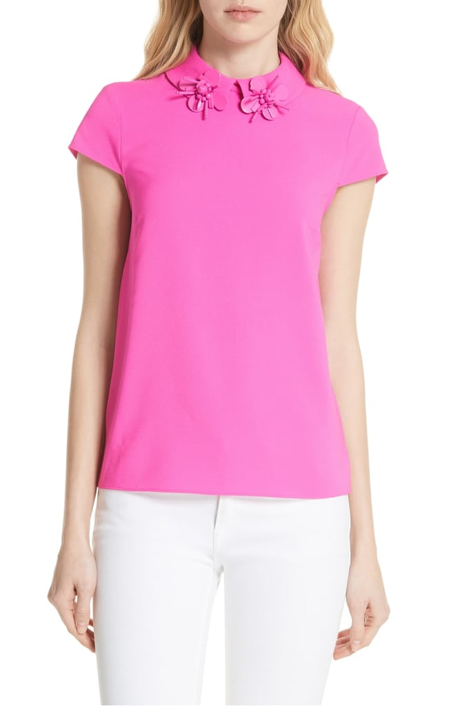 Ted Baker London Ammah Embellished Collar Crepe Top