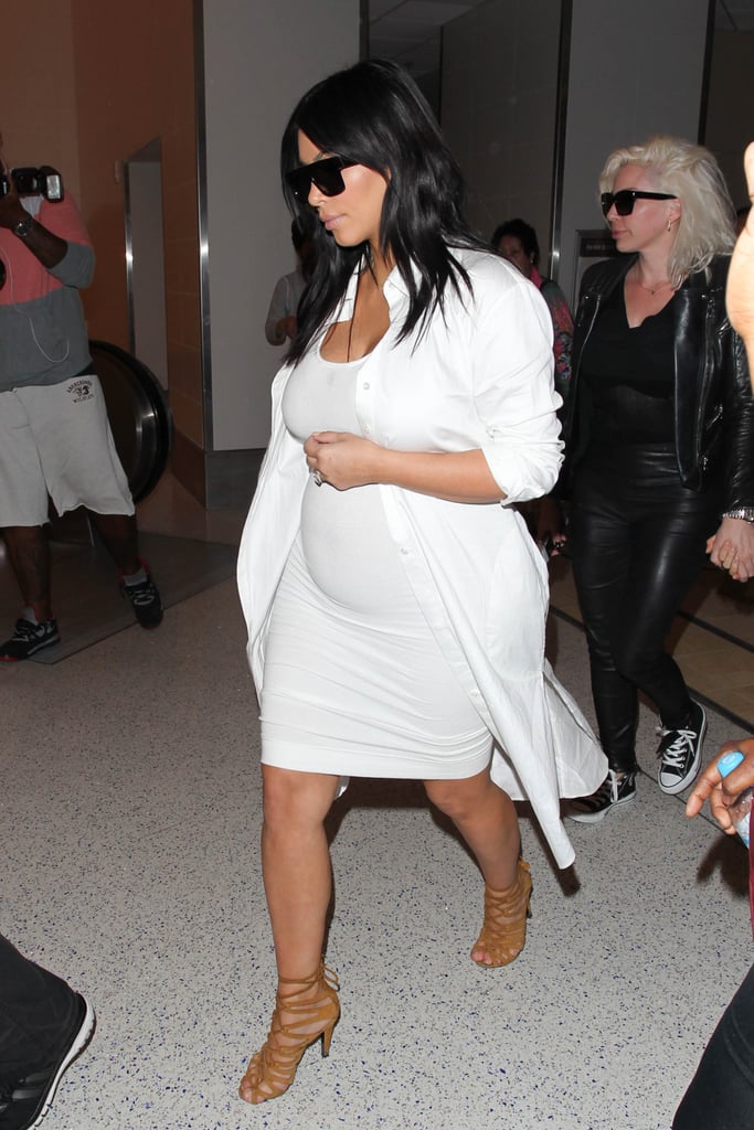 Kim Kardashian Wearing a White Dress Pregnant