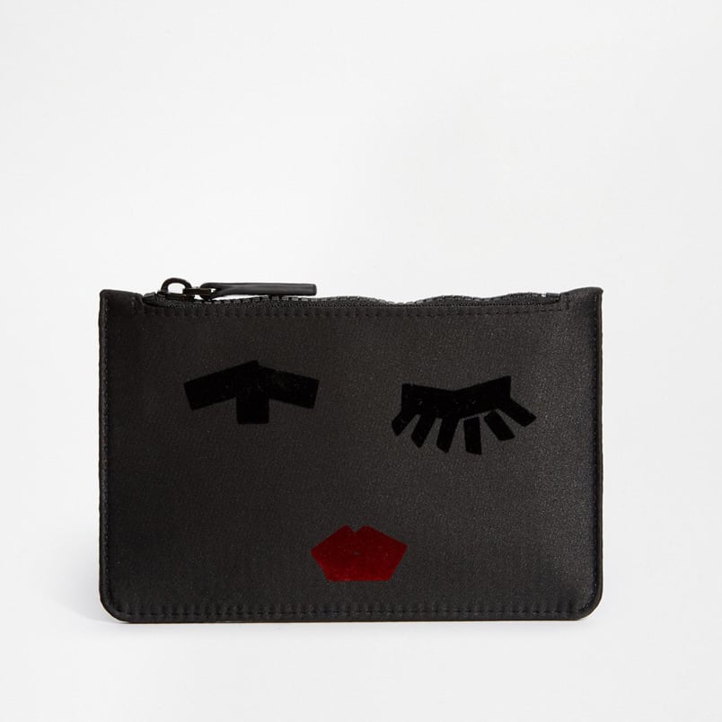 Lulu Guinness Emily Face Satin Makeup Bag