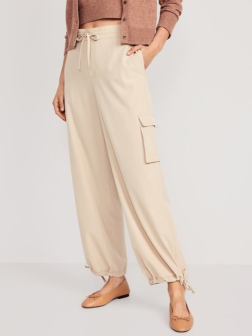 High-Waisted StretchTech Wide-Leg Cargo Pants