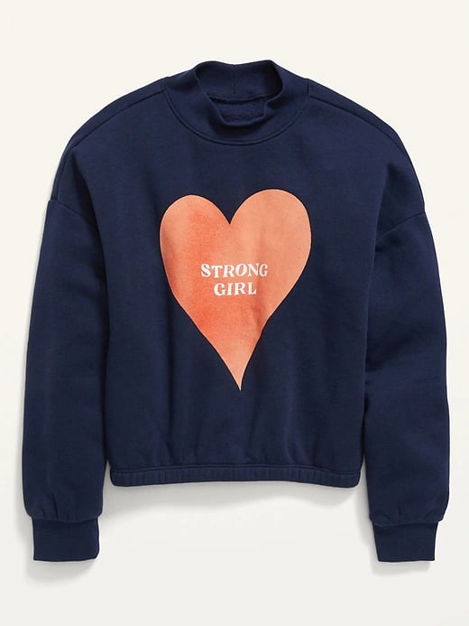 Old Navy Mock-Neck Cinched-Hem Graphic Sweatshirt for Girls