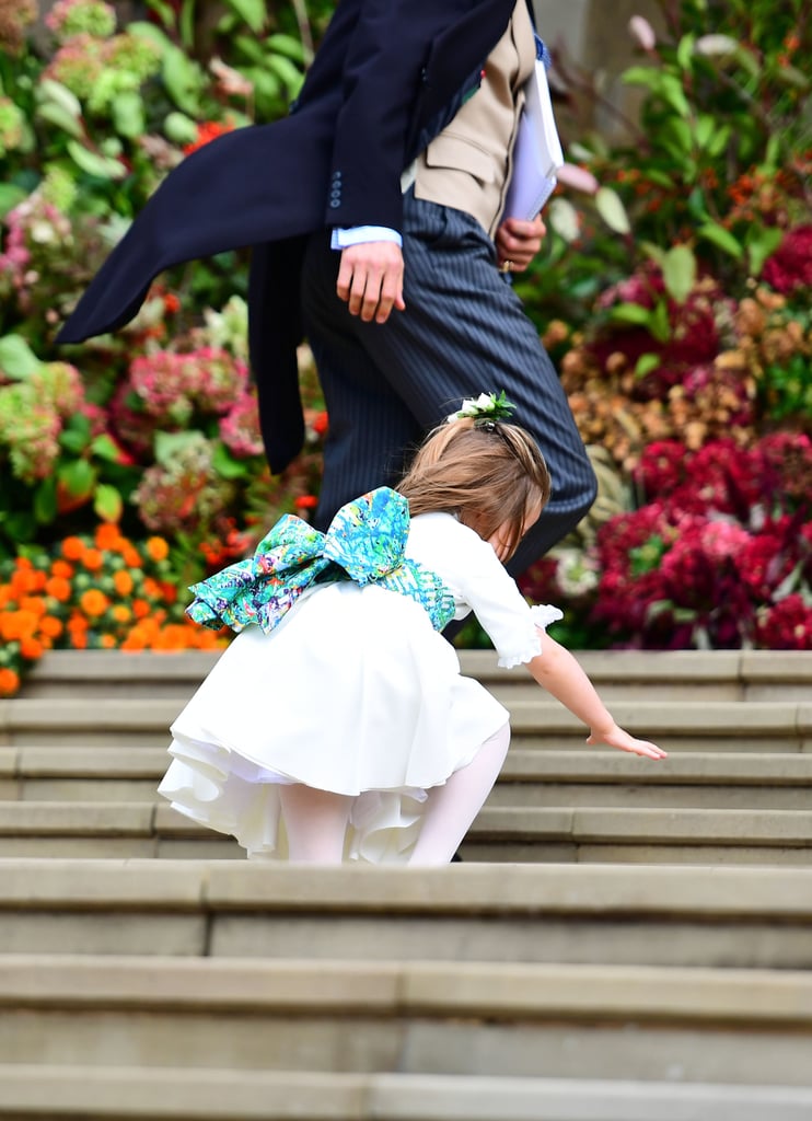 Princess Charlotte Trips at Princess Eugenie's Wedding