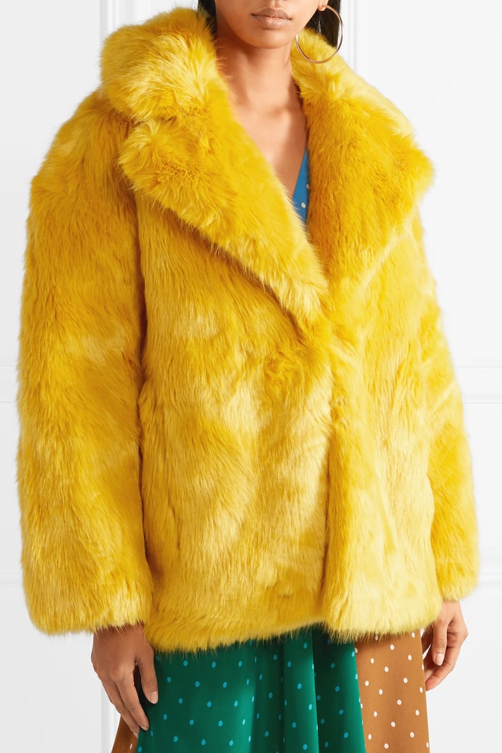Diane von Furstenberg Faux Fur Coat | Gigi Hadid Yellow Furry Coat ...