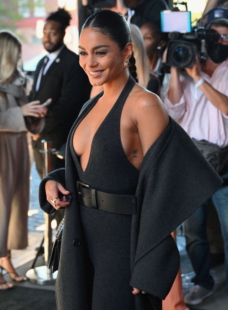 Vanessa Hudgens Wears Michael Kors Gray Cashmere Catsuit