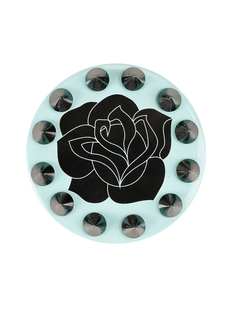 Black Rose Spiked Mint Button Mirror