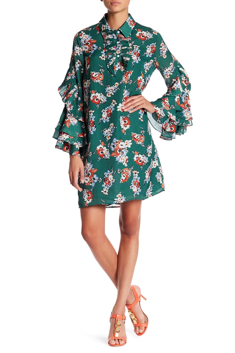 TOV Pleated Bell Sleeve Floral Dress