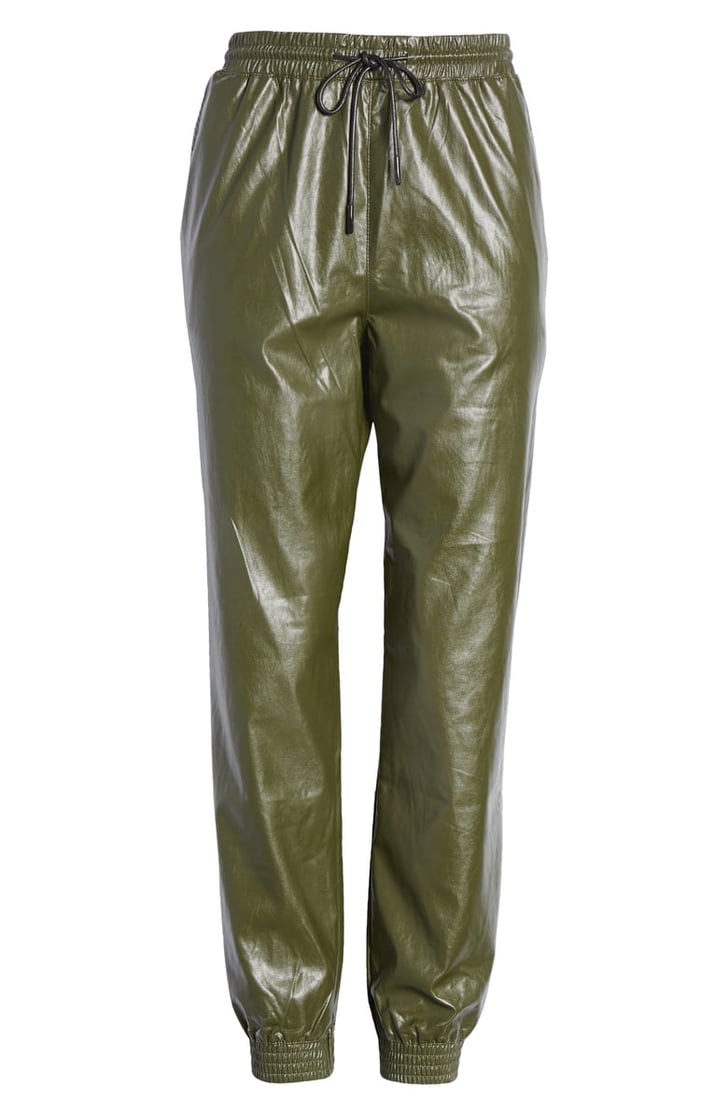 red leather jogger pants