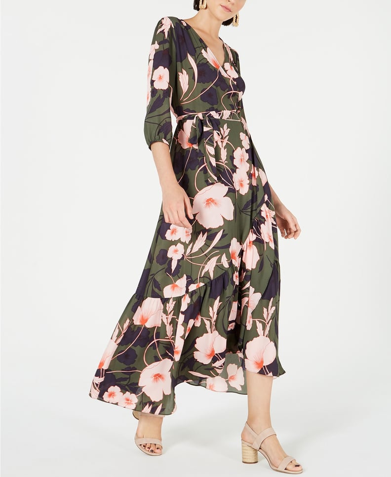 Bar III Printed Maxi Wrap Dress