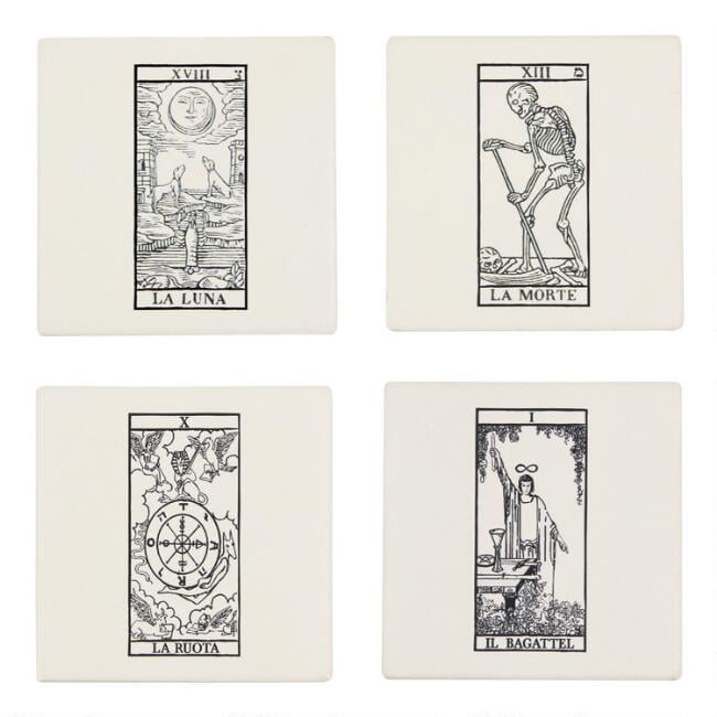 Vintage Italian Tarot Card Coasters Four Pack
