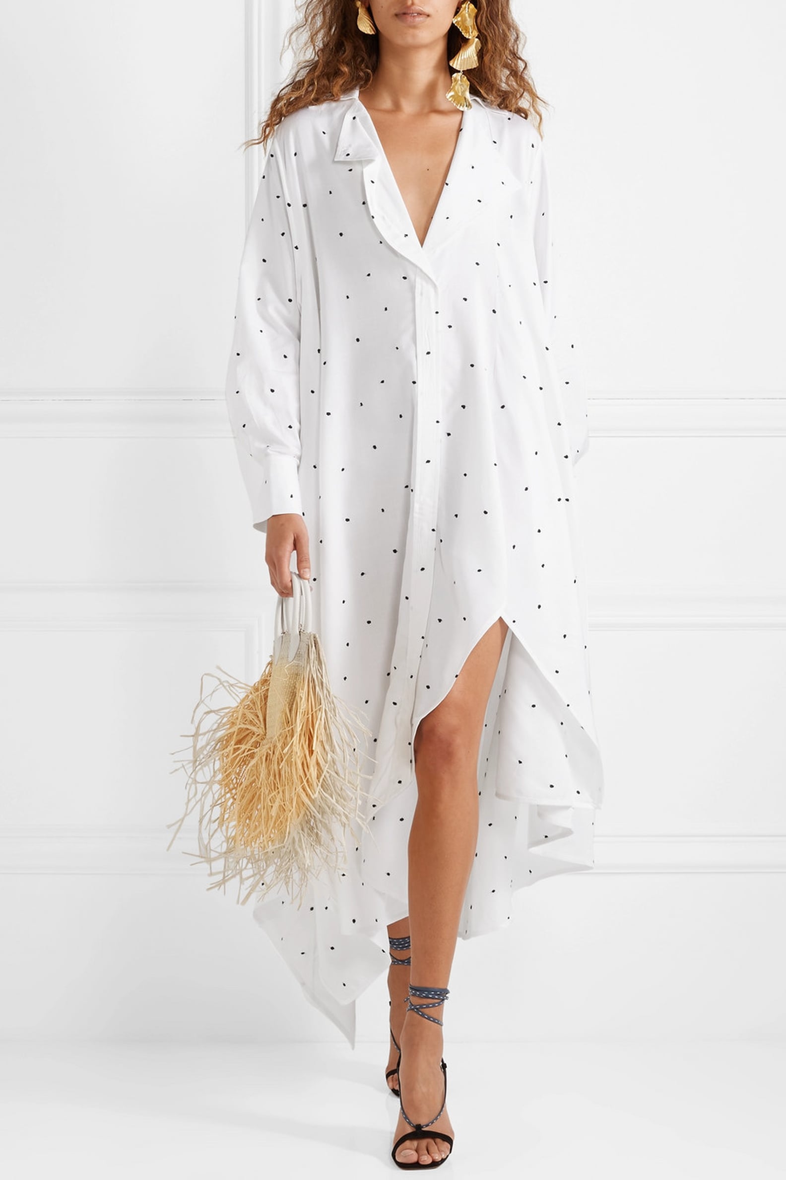 polka dot maxi dress zara