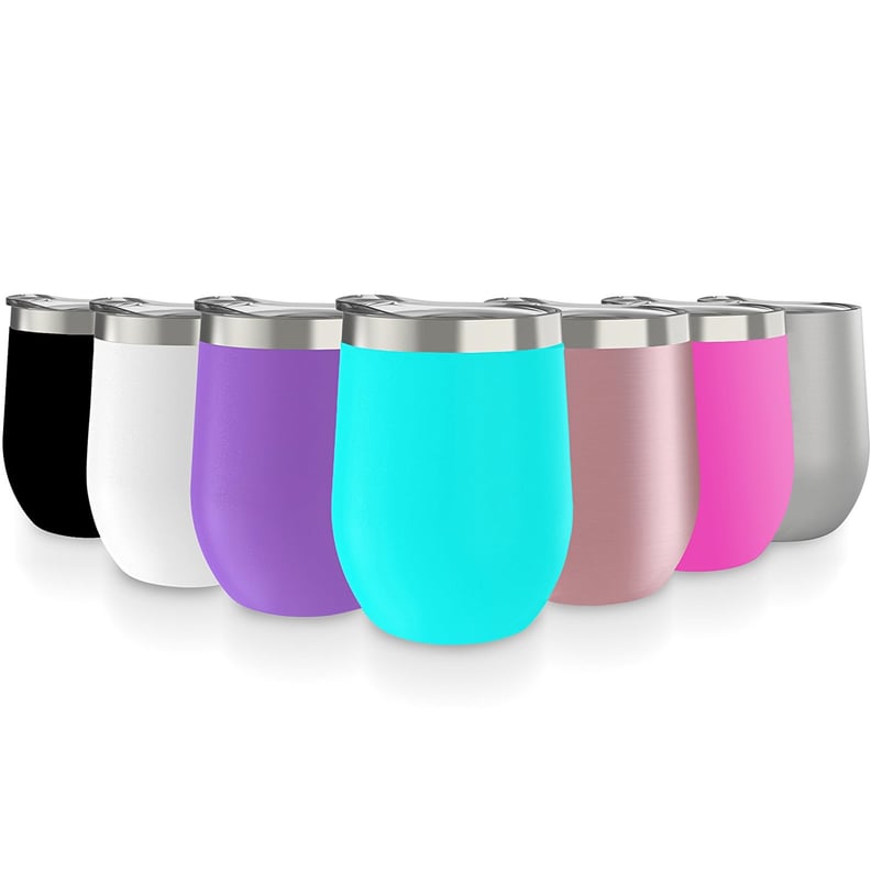 Stainless Steel Stemless Wine Glass Tumbler with Lid
