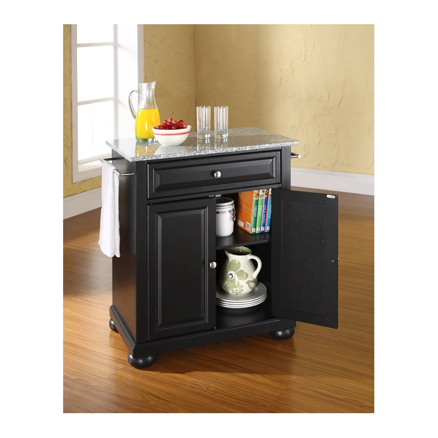 Alexandria Solid Granite Top Portable Kitchen Island Keep Your