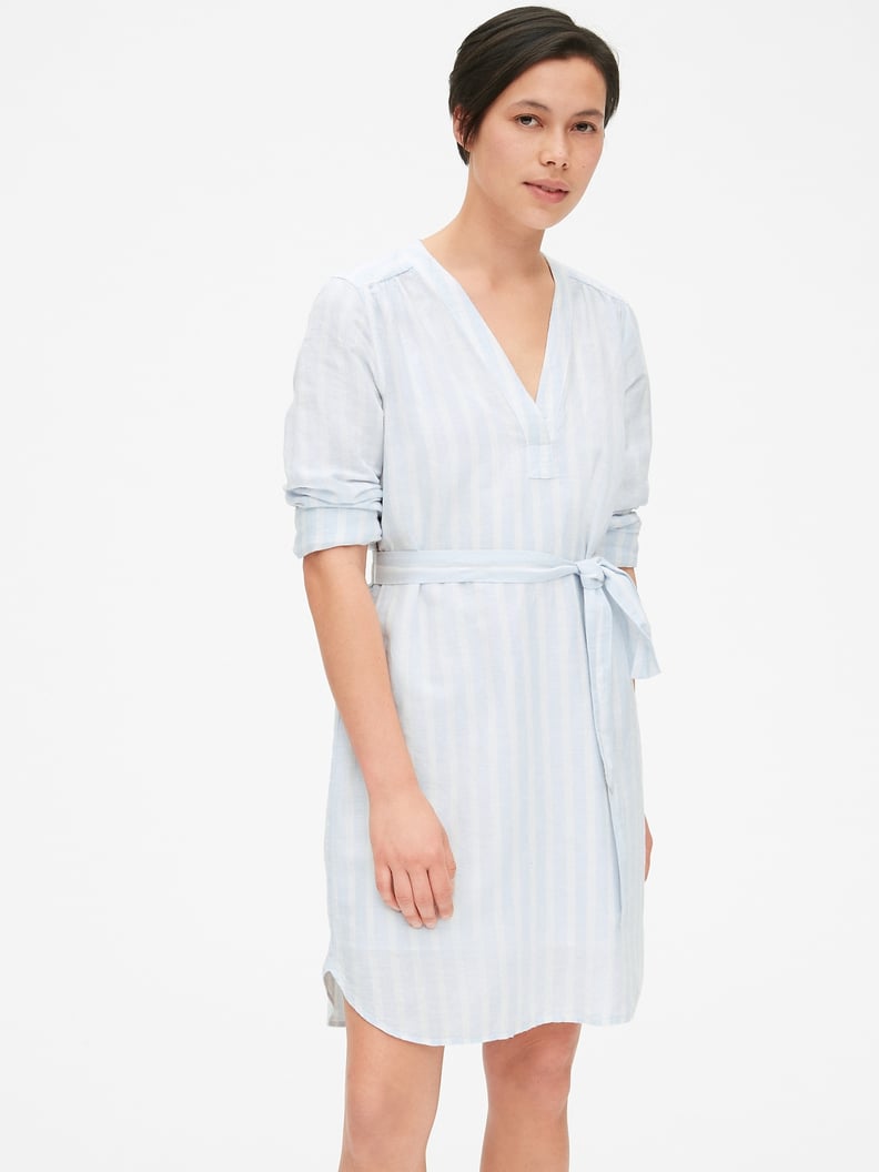 Gap Popover V-Neck Shirtdress in Linen