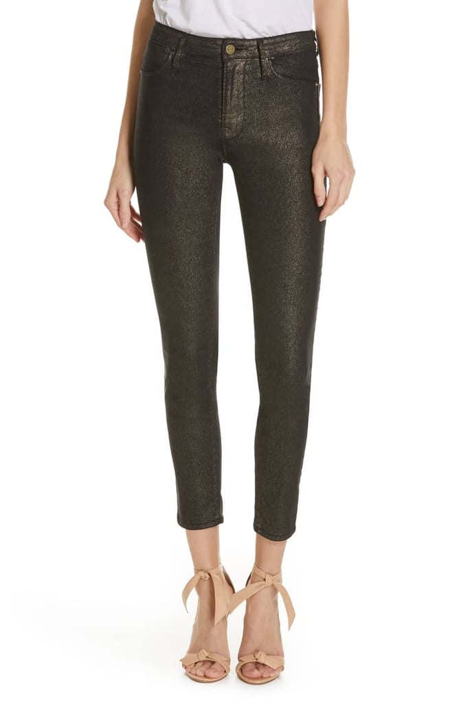 Frame Le High Metallic Ankle Skinny Jeans