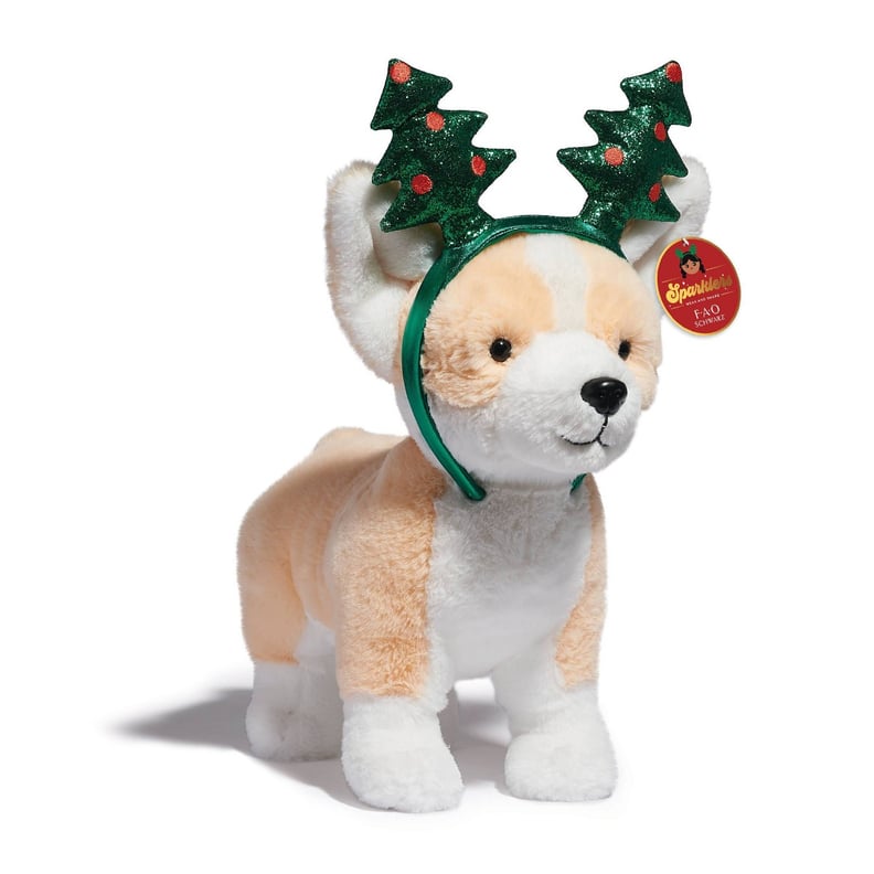 Fao Schwarz 11 Plush Corgi with Flower Glasses