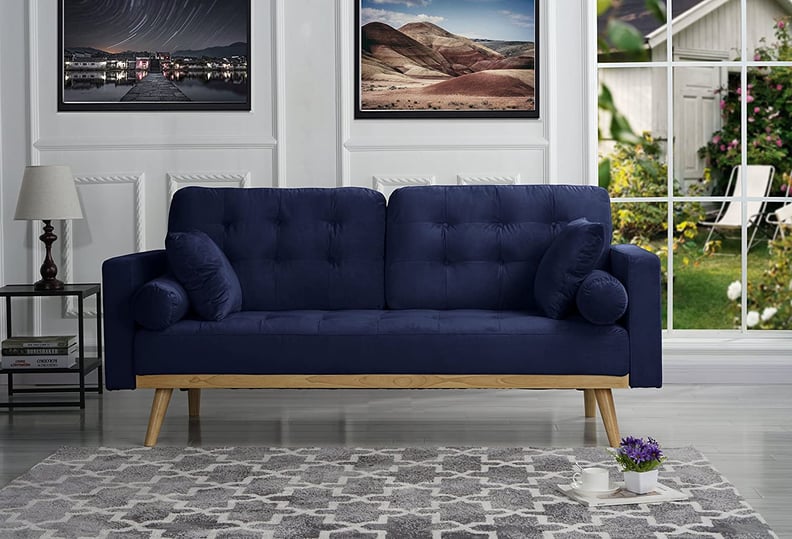 Sofamania Mid-Century Tufted Velvet Sofa