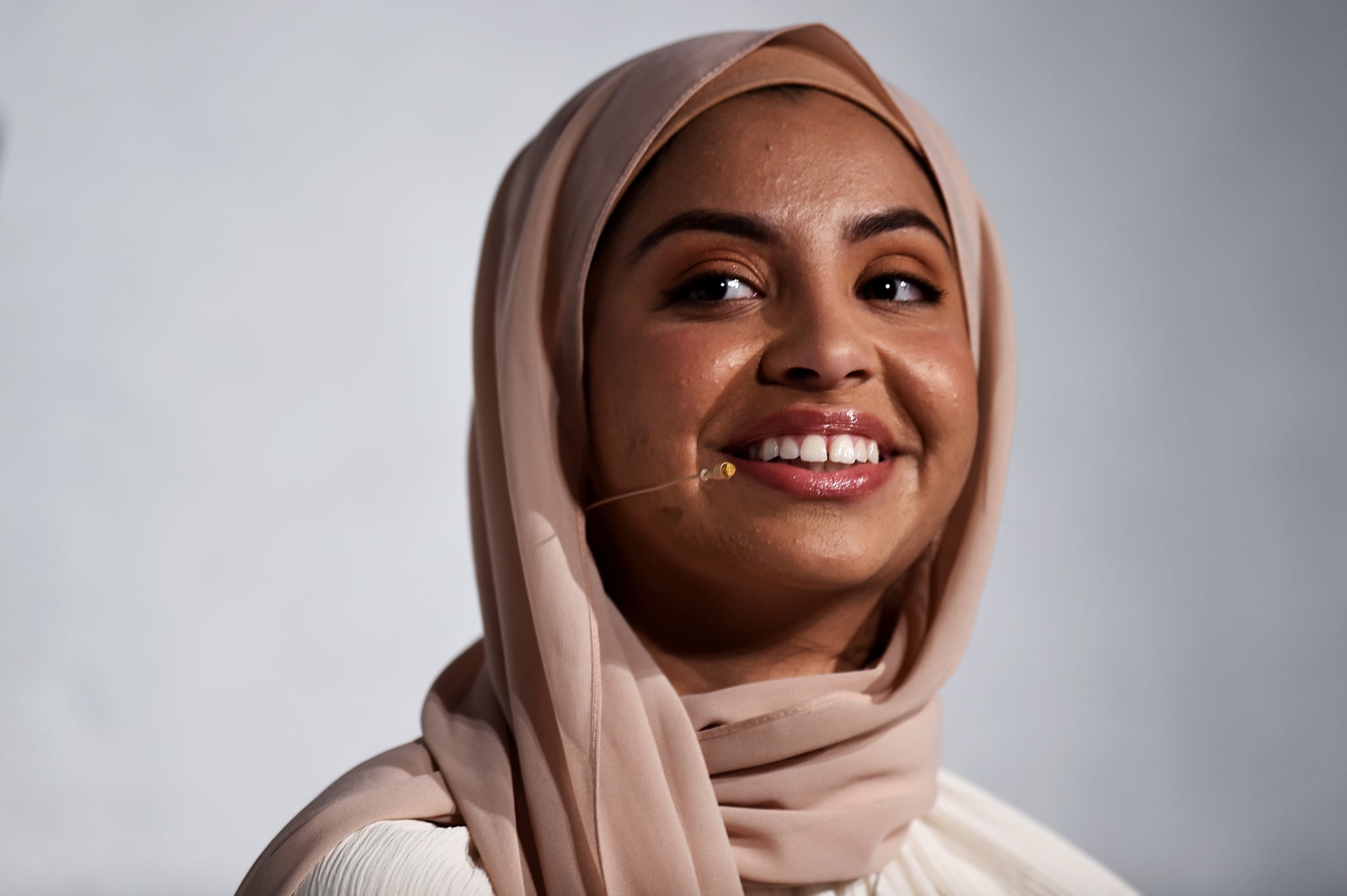 BROOKLYN, NEW YORK - MAY 04: Noor Alexandria Abukaram speaks at ESPNW Women + Sports Summit at 1 Hotel Brooklyn Bridge on May 04, 2022 in Brooklyn, New York. (Photo by Steven Ferdman/Getty Images)