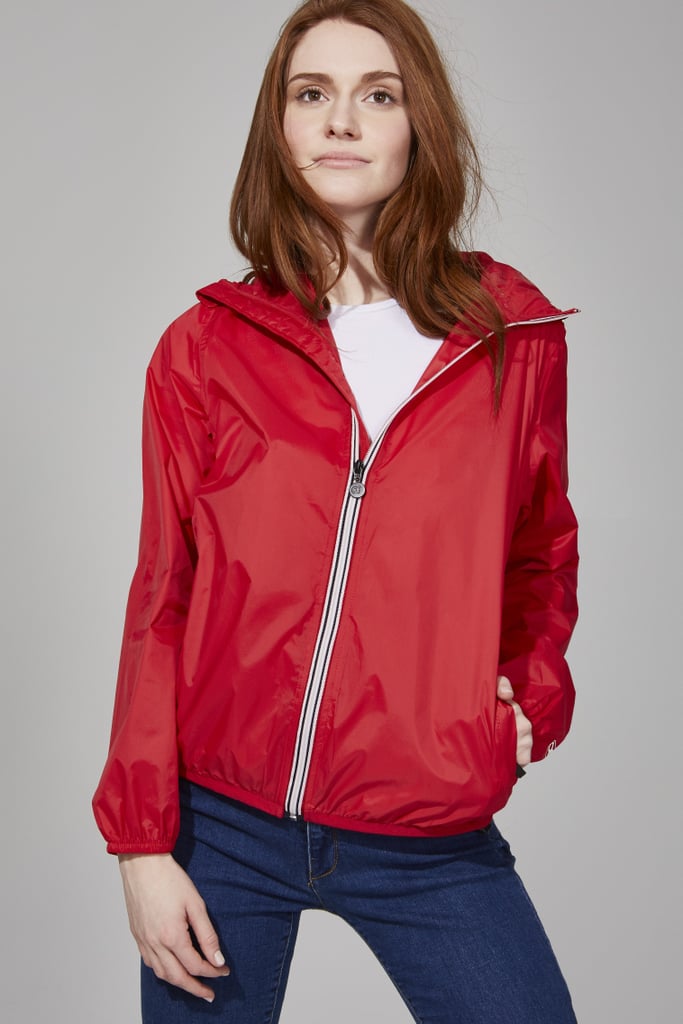 O8 Red Full Zip Packable Rain Jacket