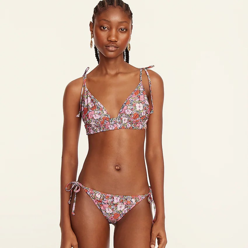 A Floral Bikini: J.Crew Tie-shoulder Ruched Top and String Hipster Full-coverage Ruffle Bottom