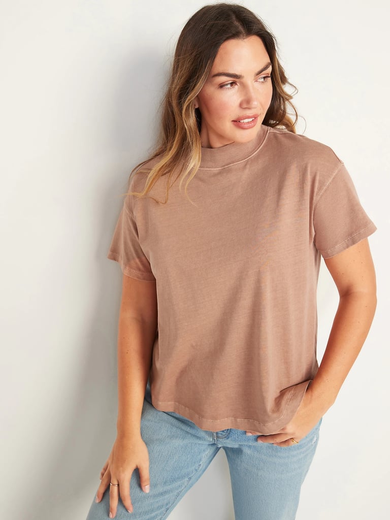 Old Navy Garment-Dyed Mock-Neck Easy T-Shirt