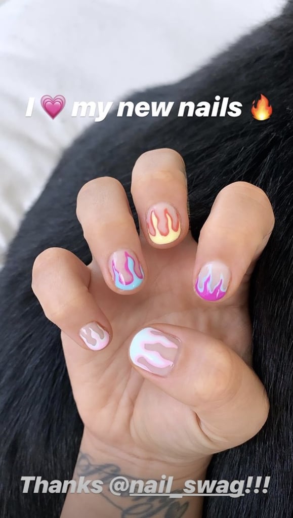 Demi Lovato With Flame Nail Art