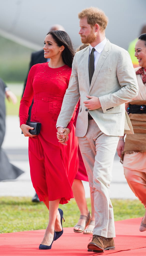 Meghan Markle Wears Red Self Portrait Dress in Tonga 2018