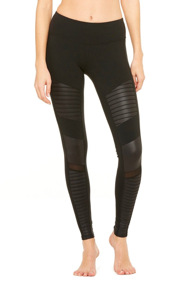 Activewear High Waisted Yoga Pants with Leather Mesh Details - Its All  Leggings