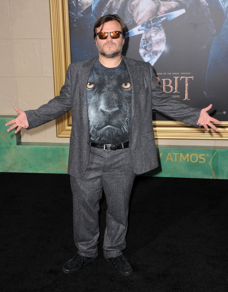 Jack Black hung tough at the premiere of The Hobbit: The Battle Of The Five Armies in LA on Tuesday.
