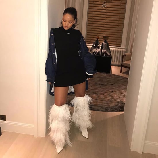 Rihanna Wearing Saint Laurent Yeti Boots