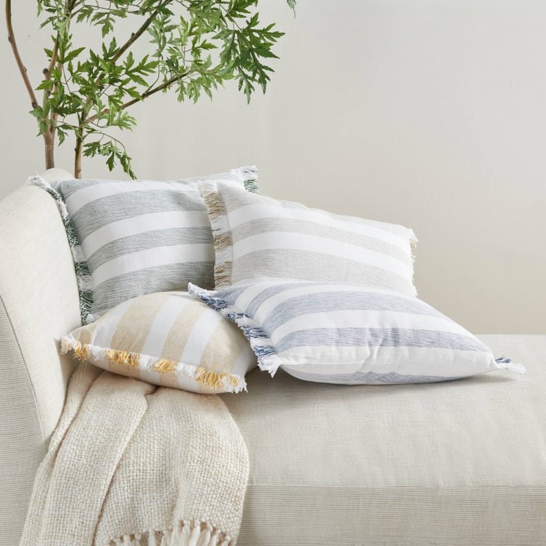 A Throw Pillow: Life Styles Chambray Striped Throw Pillow