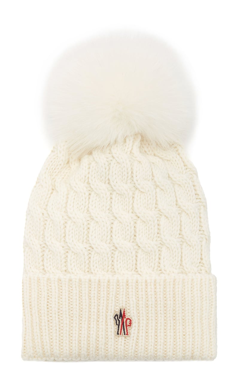 Moncler Grenoble Faux Fur and Cable-Knit Wool Beanie