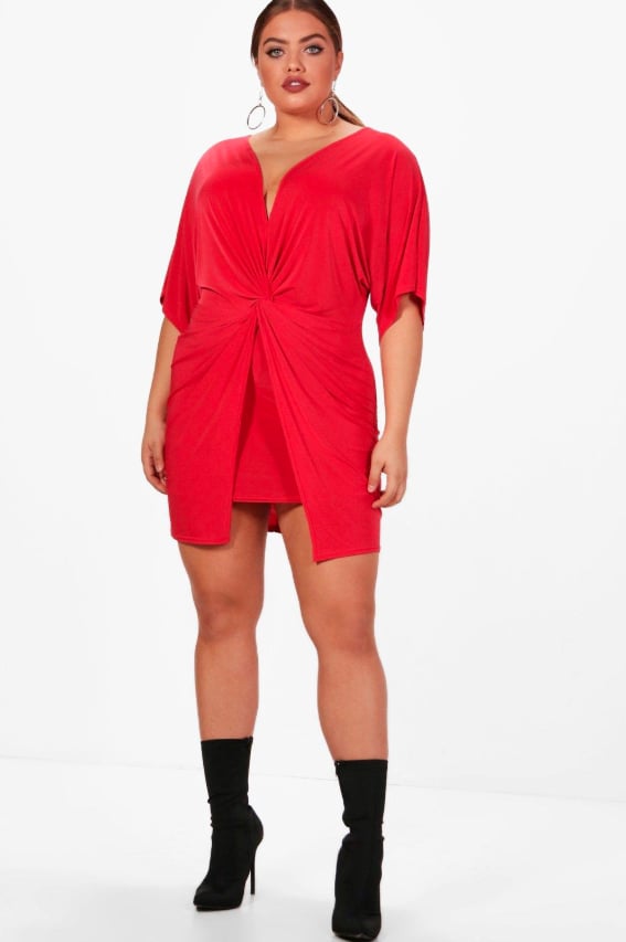 Boohoo Knot Kimono Sleeve Dress