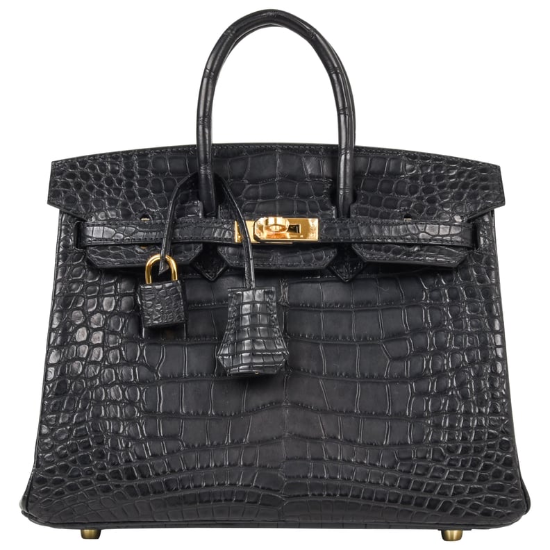 Hermès Birkin 25 Bag Matte Black Alligator Gold Hardware