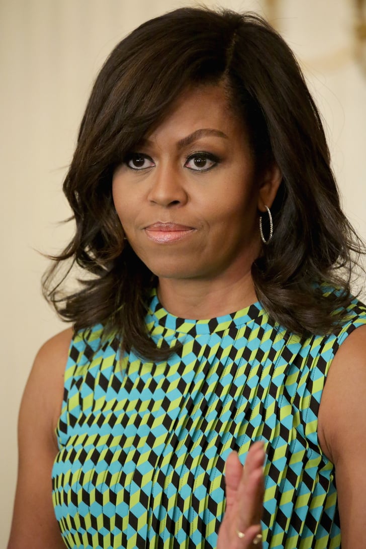 Michelle Obama Green and Blue Printed Dress May 2016 | POPSUGAR Fashion ...