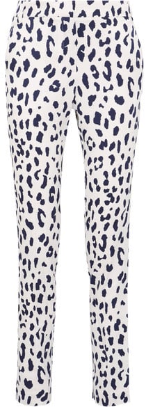 Tibi Leopard-print Silk Straight-leg Pants