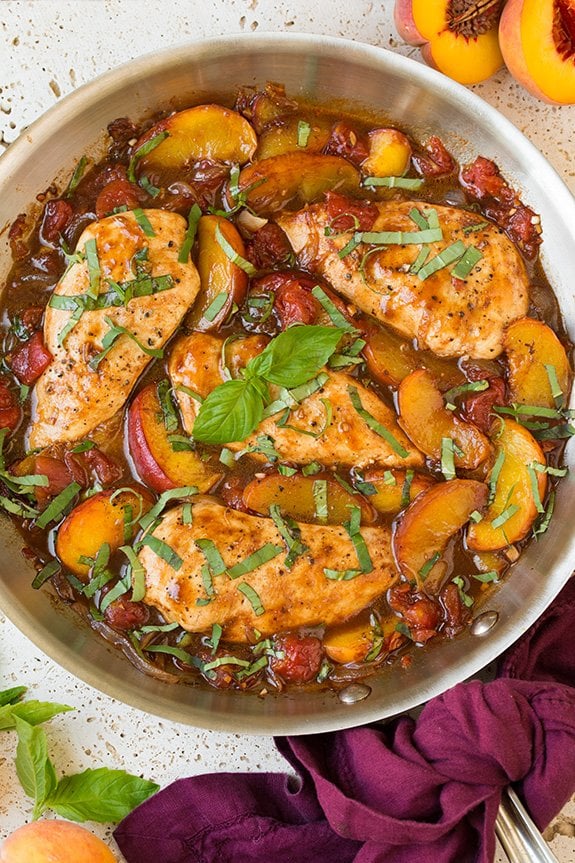 Balsamic Peach Chicken Skillet