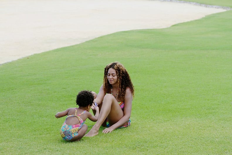 She and her mom showed off matching colorful swimsuits on another vacation.