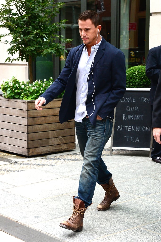 Channing Tatum stepped out of his NYC hotel solo on Monday.
